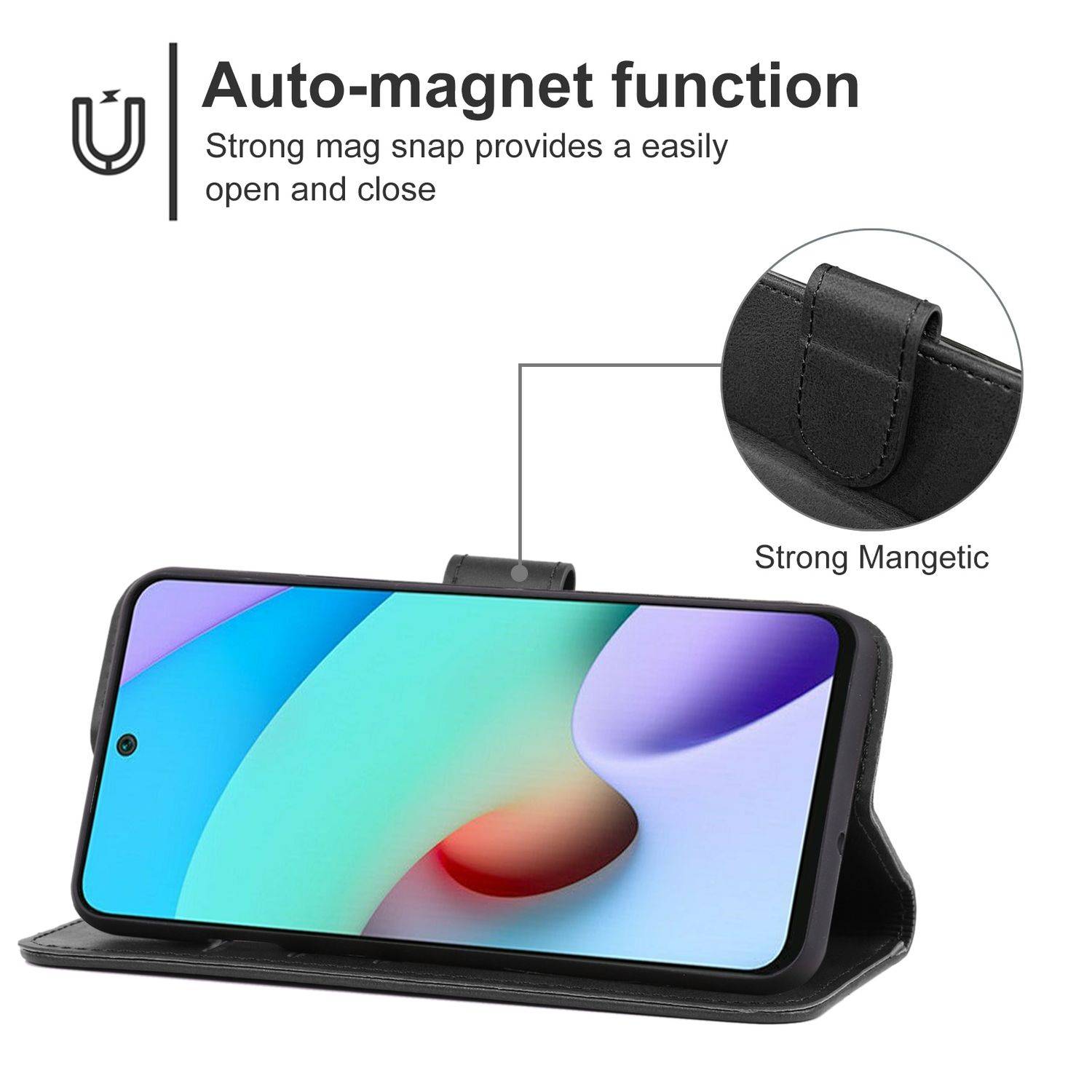 Hülle kompatibel mit Xiaomi Redmi Note 11 4G Global Kunstleder Handyhülle - Handy Case Schwarz