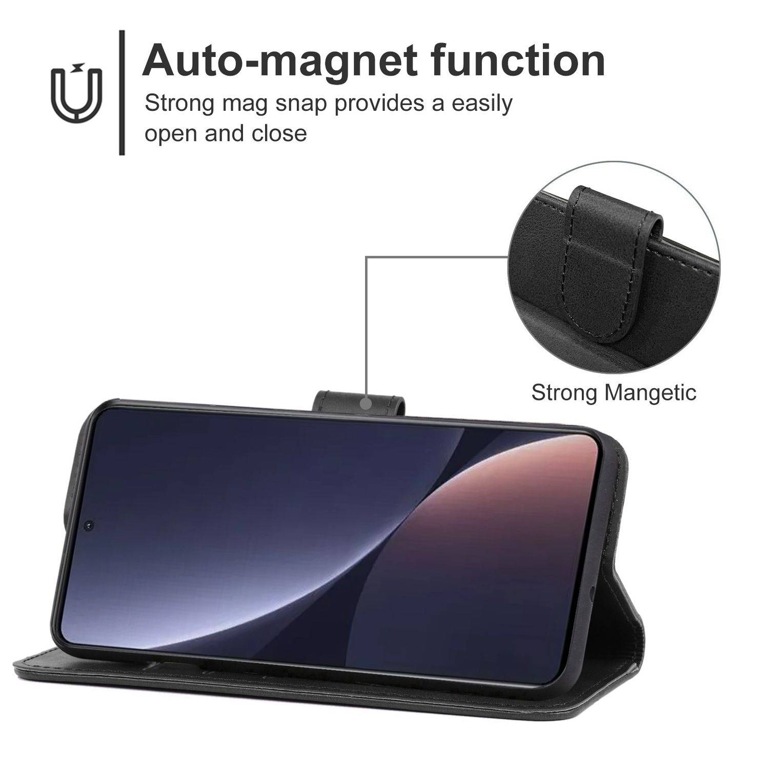 Hülle kompatibel mit Xiaomi Redmi K50 Pro Kunstleder Handyhülle - Handy Case Schwarz