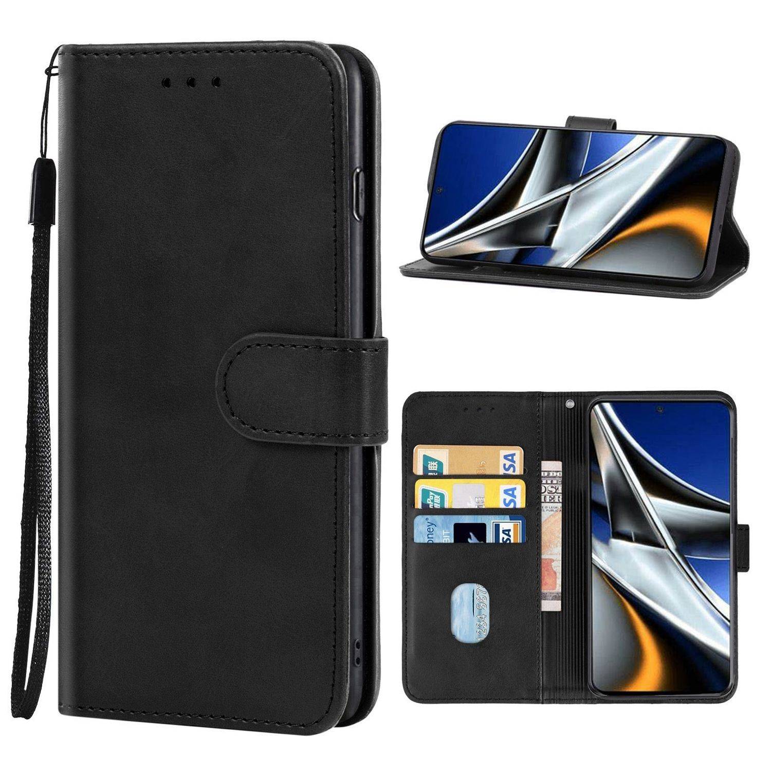 Hülle kompatibel mit Xiaomi Poco X4 Pro 5G Kunstleder Handyhülle - Handy Case Schwarz
