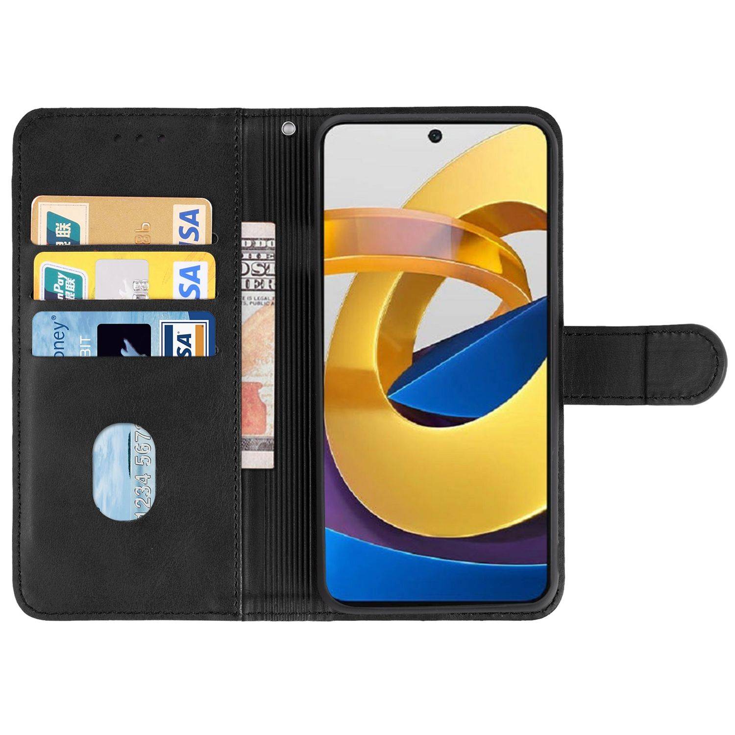 Hülle kompatibel mit Xiaomi Redmi Note 11 / Poco M4 Pro Kunstleder Handyhülle - Handy Case Schwarz