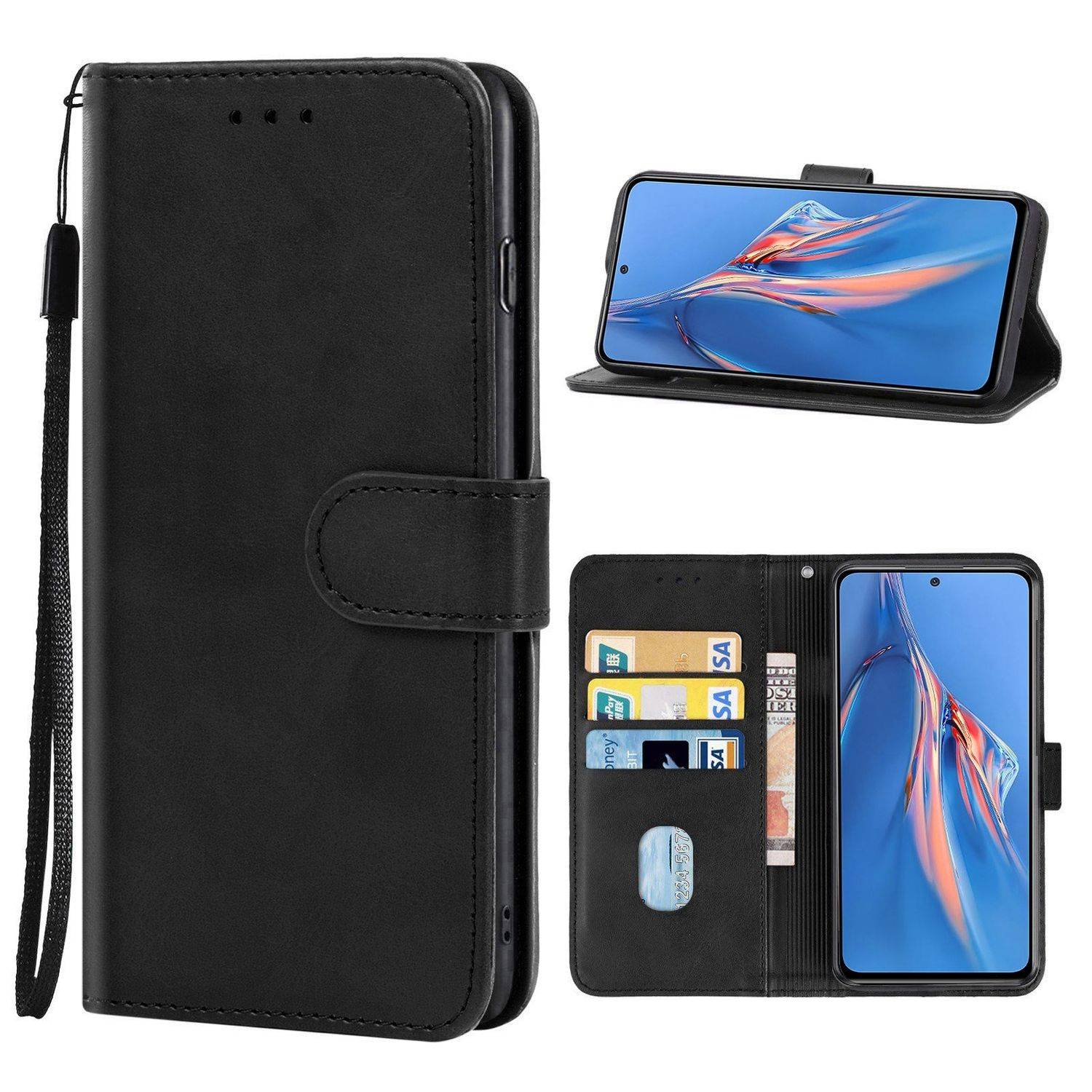 Hülle kompatibel mit Xiaomi Redmi Note 11E Pro Kunstleder Handyhülle - Handy Case Schwarz