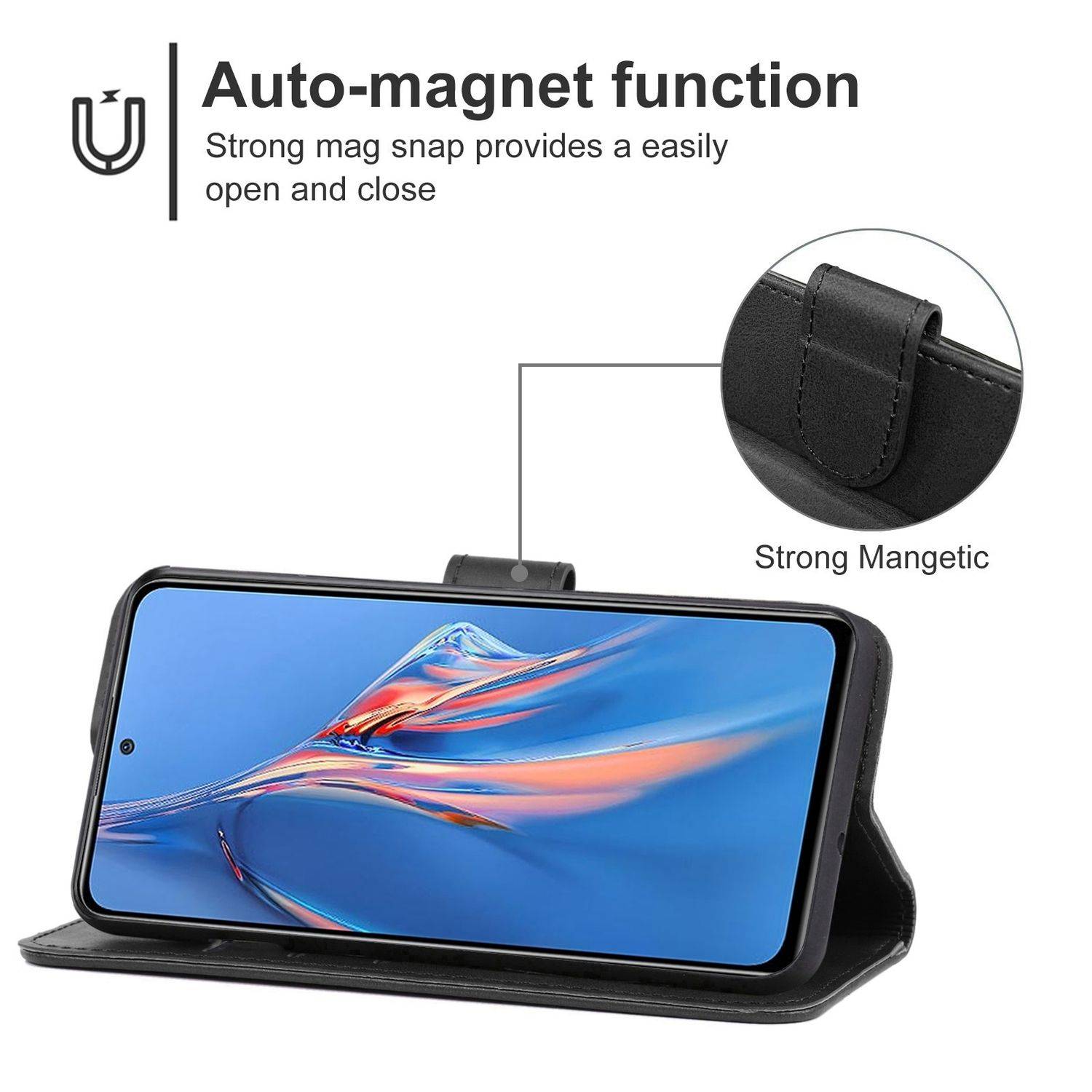Hülle kompatibel mit Xiaomi Redmi Note 11E Pro Kunstleder Handyhülle - Handy Case Schwarz