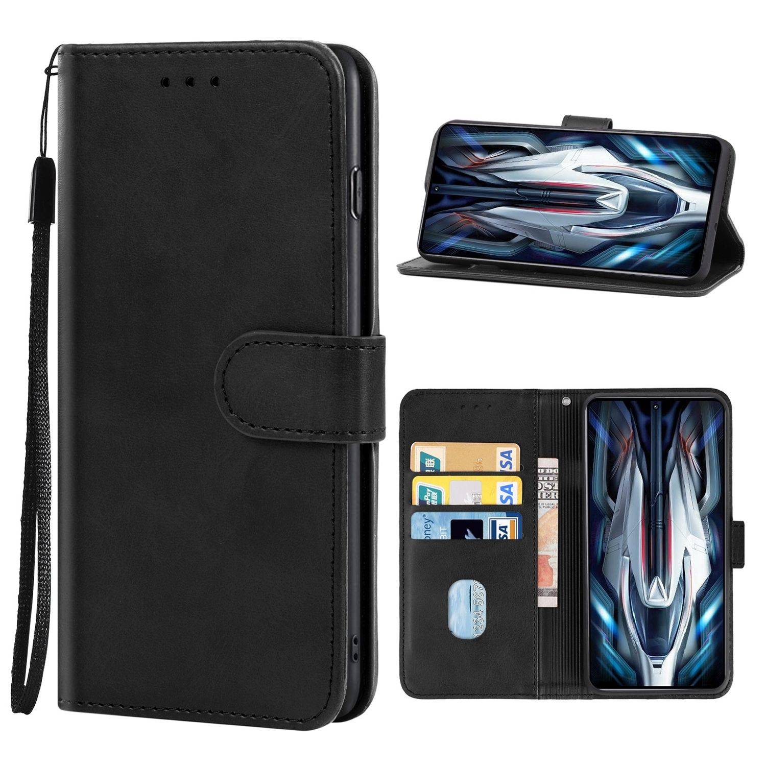 Hülle kompatibel mit Xiaomi Redmi K50 Kunstleder Handyhülle - Handy Case Schwarz