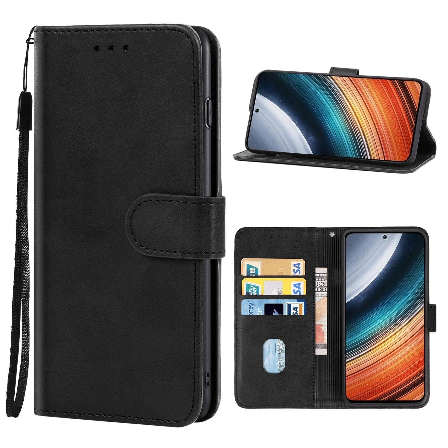 Hülle kompatibel mit Xiaomi Redmi K40S Kunstleder Handyhülle - Handy Case Schwarz