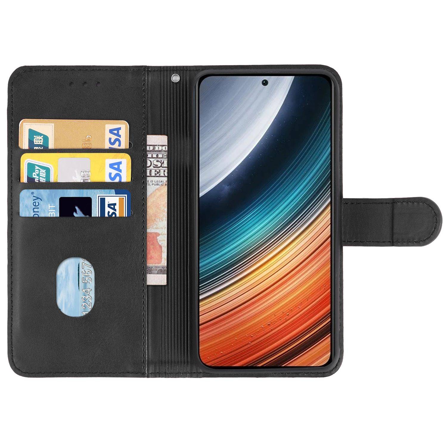 Hülle kompatibel mit Xiaomi Redmi K40S Kunstleder Handyhülle - Handy Case Schwarz