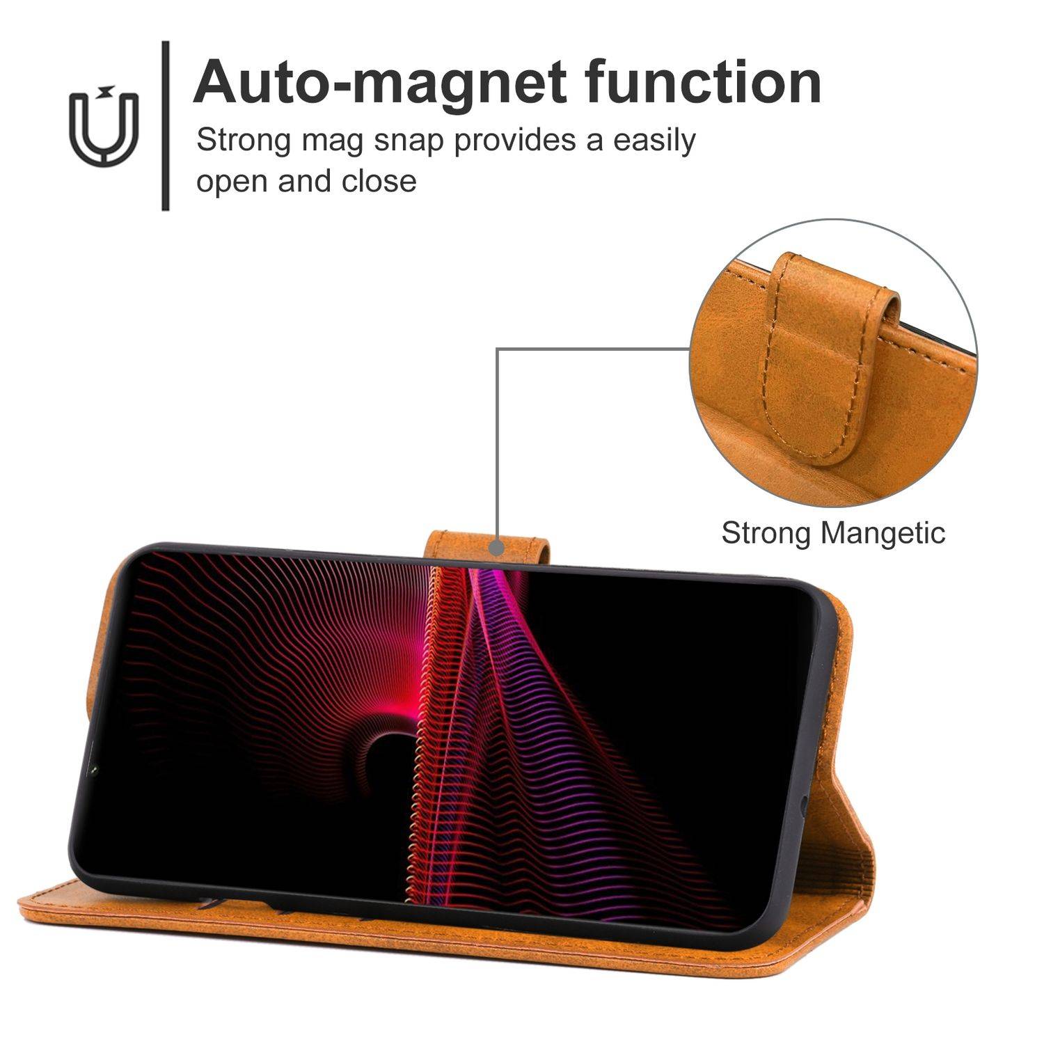 Hülle kompatibel mit Sony Xperia 1 IV Kunstleder Handyhülle - Handy Case Braun