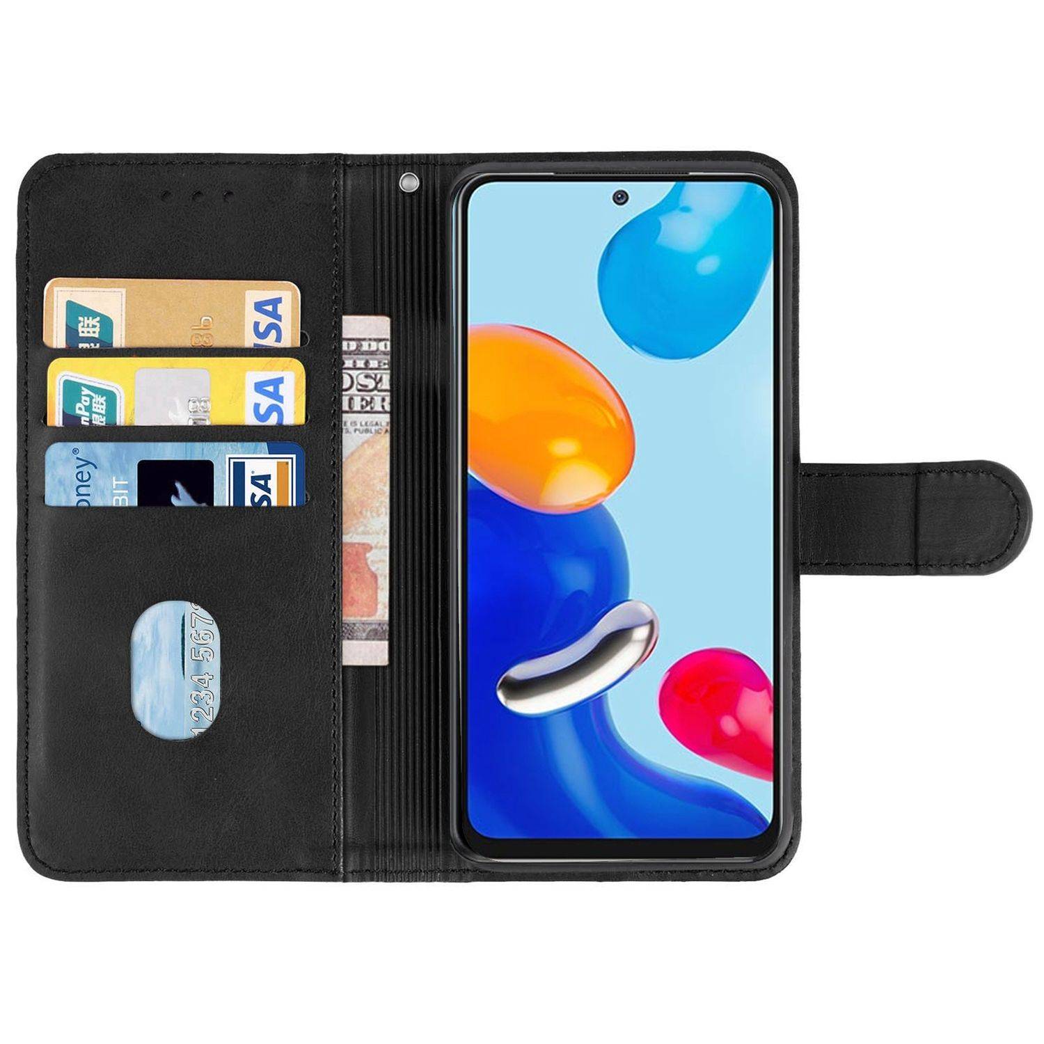 Hülle kompatibel mit Xiaomi Redmi Note 11 Global Kunstleder Handyhülle - Handy Case Schwarz