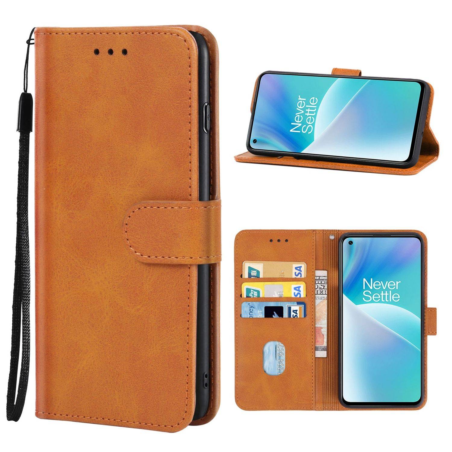 Hülle kompatibel mit OnePlus Nord 2T Kunstleder Handyhülle - Handy Case Braun