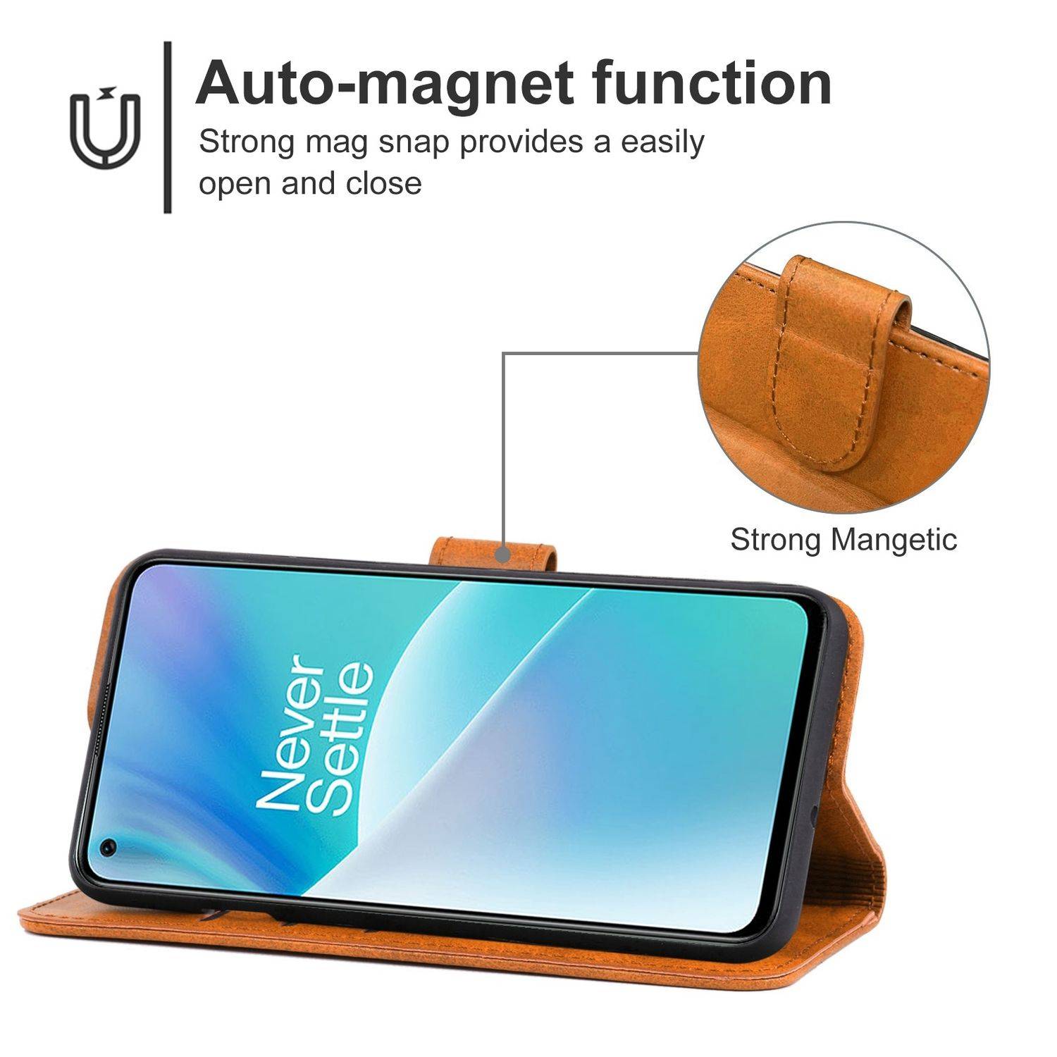 Hülle kompatibel mit OnePlus Nord 2T Kunstleder Handyhülle - Handy Case Braun
