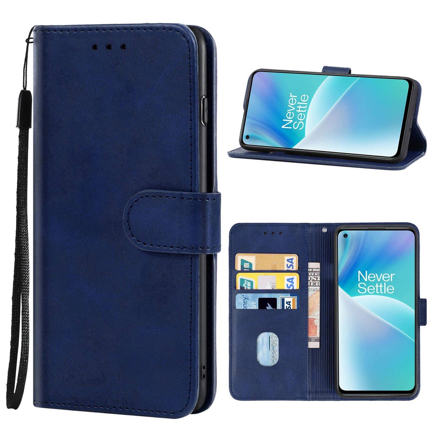 Hülle kompatibel mit OnePlus Nord 2T Kunstleder Handyhülle - Handy Case Blau