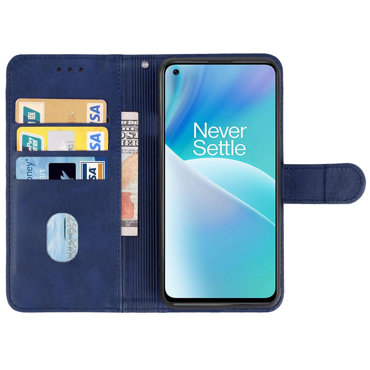 Hülle kompatibel mit OnePlus Nord 2T Kunstleder Handyhülle - Handy Case Blau