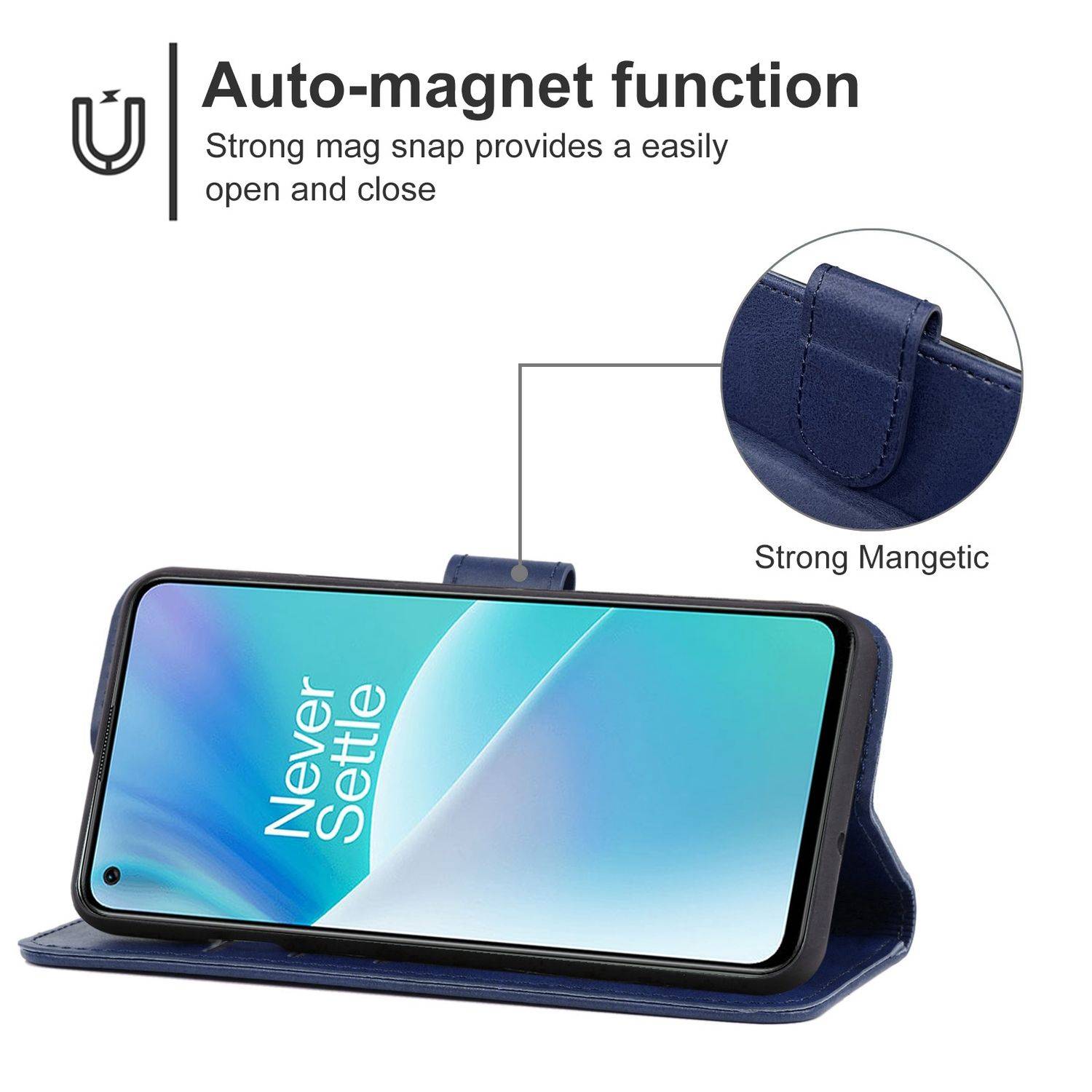 Hülle kompatibel mit OnePlus Nord 2T Kunstleder Handyhülle - Handy Case Blau