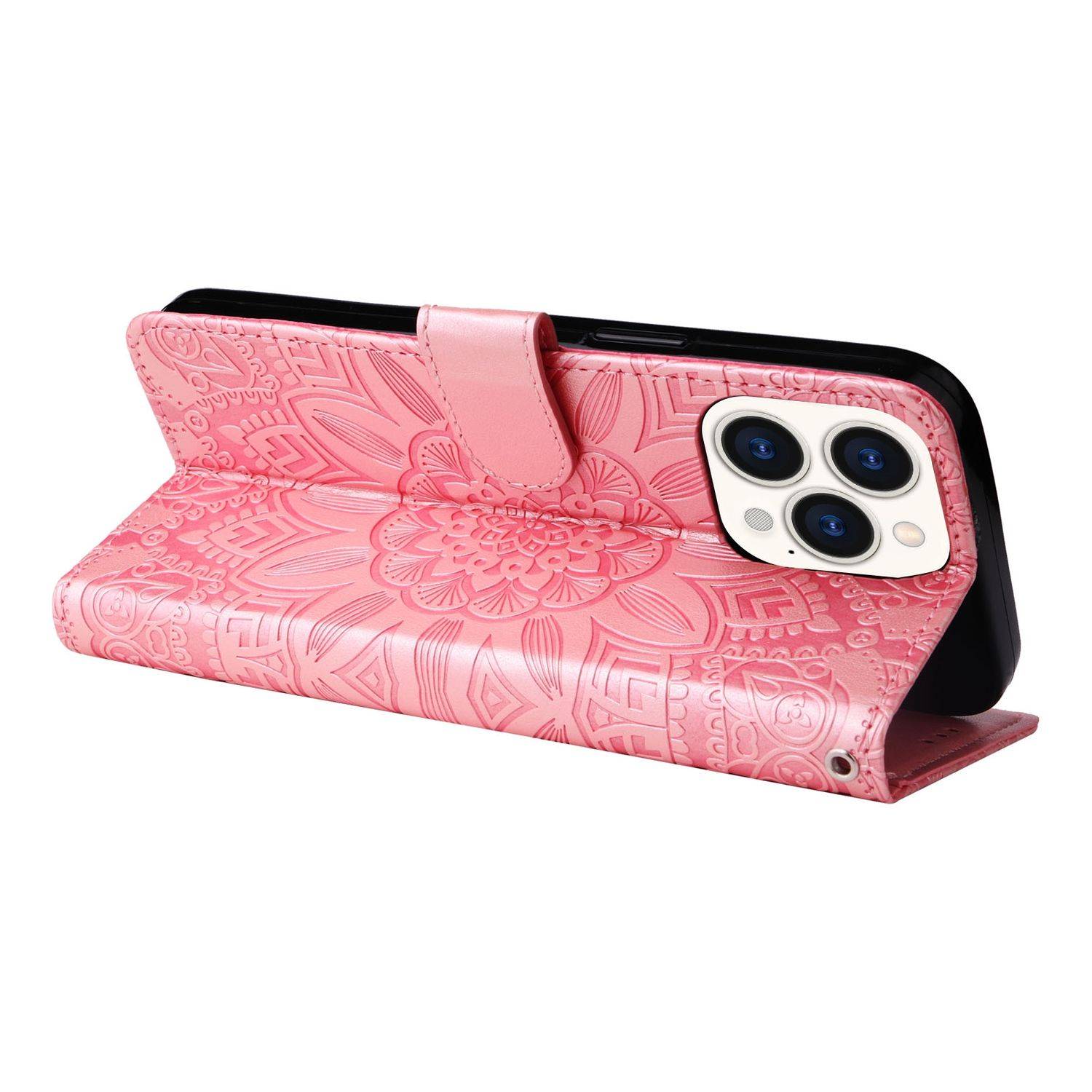 Hülle kompatibel mit Apple iPhone 14 Pro Max Kunstleder Handyhülle - Handy Case Rosa