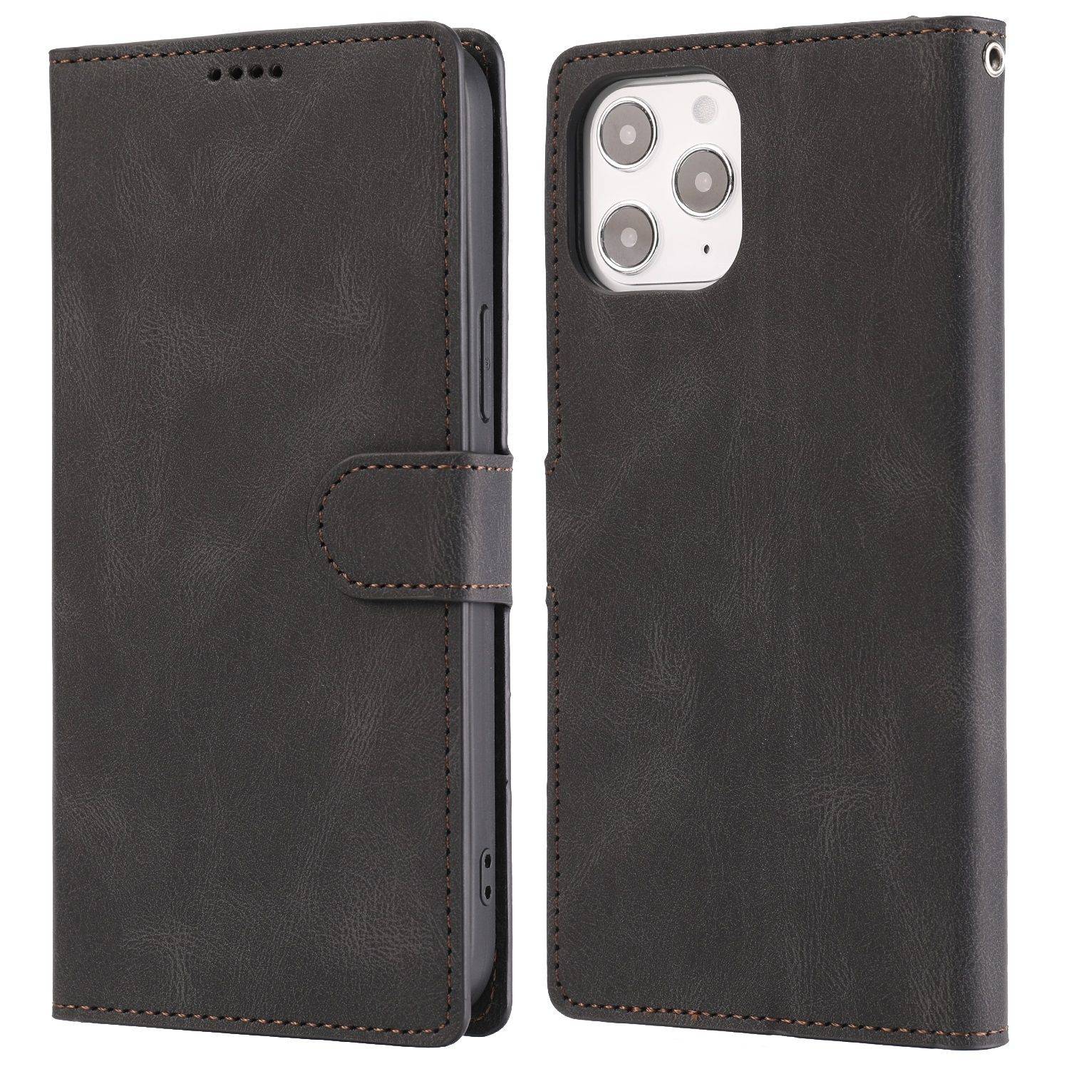 Hülle kompatibel mit Apple iPhone 14 Pro Kunstleder Handyhülle - Handy Case Schwarz