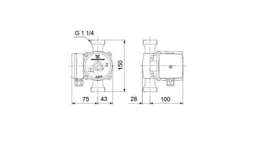 Grundfos Grundf Zirkulationspumpe UP Serie 100 230 V, Rp 3/4Zoll,