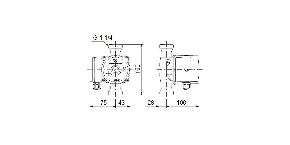 Grundfos Grundf Zirkulationspumpe UP Serie 100 230 V, Rp 3/4Zoll,