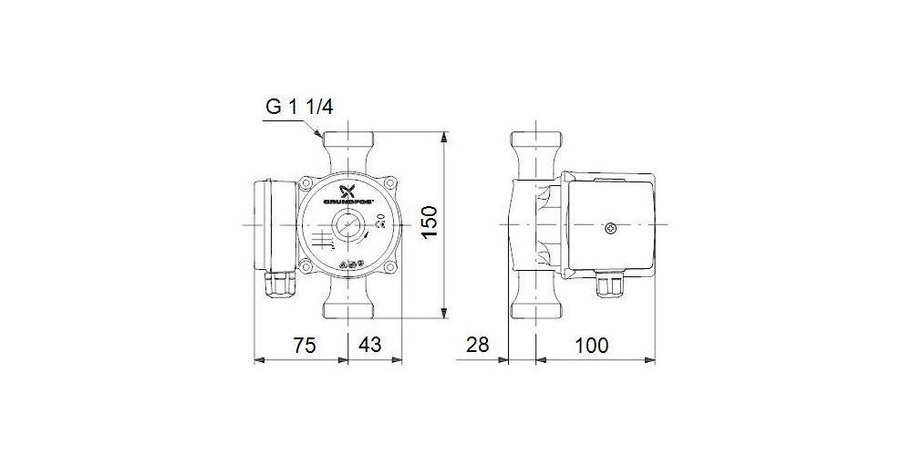 Grundfos Grundf Zirkulationspumpe UP Serie 100 230 V, Rp 3/4Zoll,