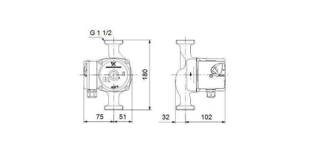 Grundfos Grundf Zirkulationspumpe UPS Serie 100 230 V UPS 25-60 N, Rp