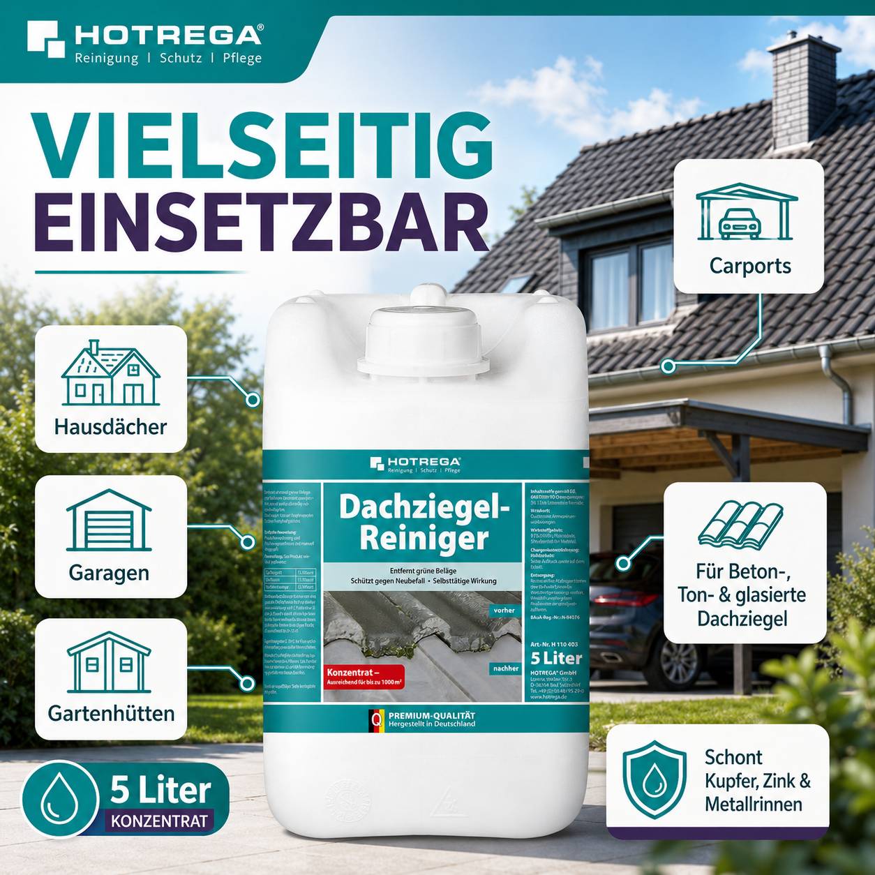 HOTREGA Dachziegel Reiniger Konzentrat 5 L