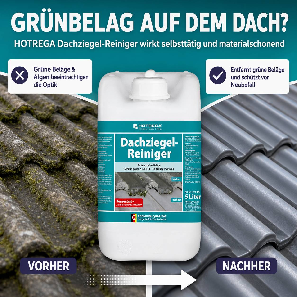 HOTREGA Dachziegel Reiniger Konzentrat 5 L