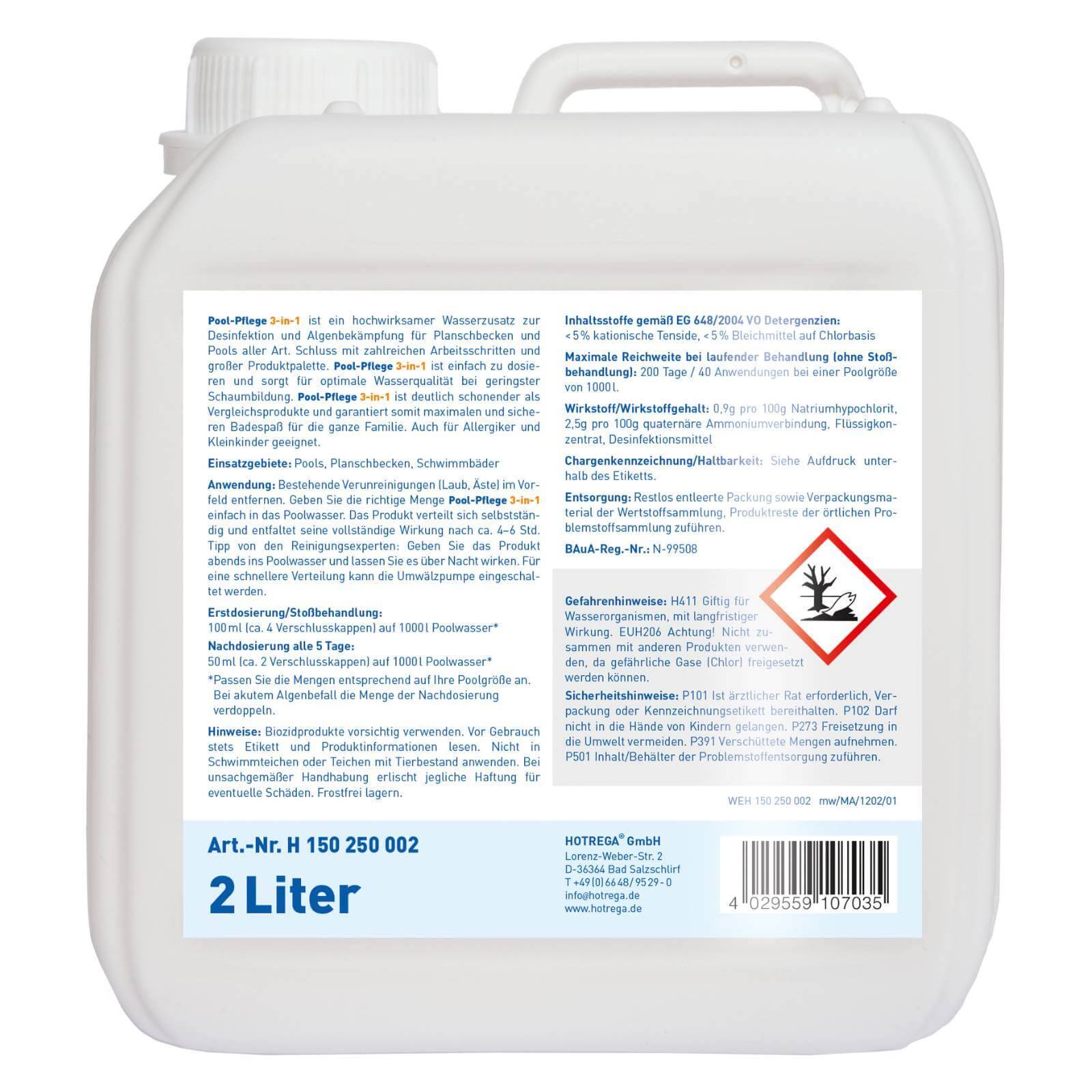HOTREGA Pool-Pflege 3in1 Konzentrat 2 Liter
