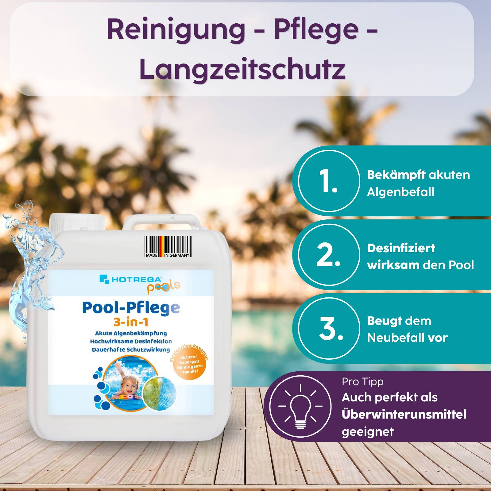 HOTREGA Pool Pflege 3in1 Konzentrat 2 L