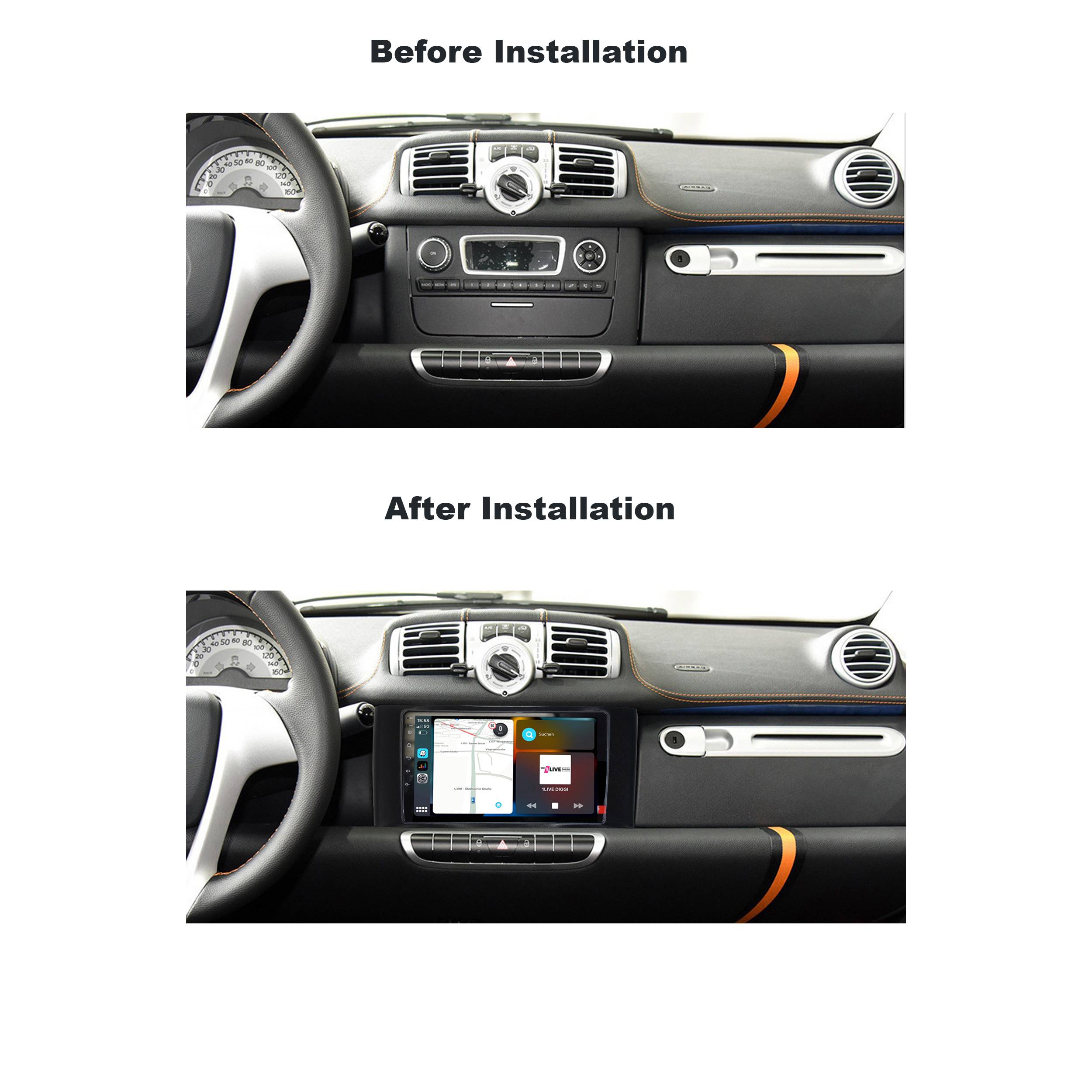 Für Smart 9" Touchscreen Android Autoradio GPS Navigation CarPlay AndroidAuto