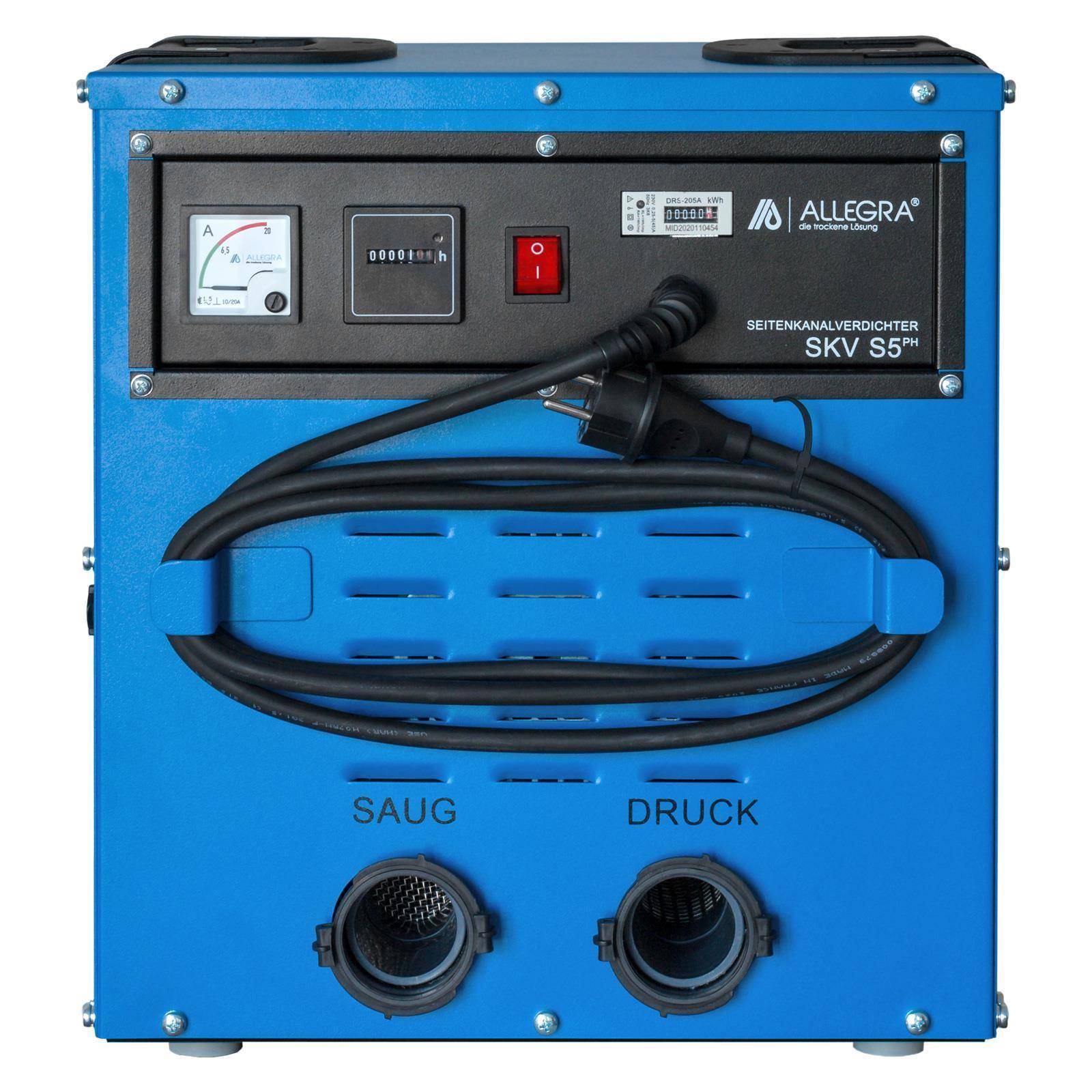 Seitenkanalverdichter S5 PH mit gekkufix Anschlussstutzen und geeichtem Stromverteiler