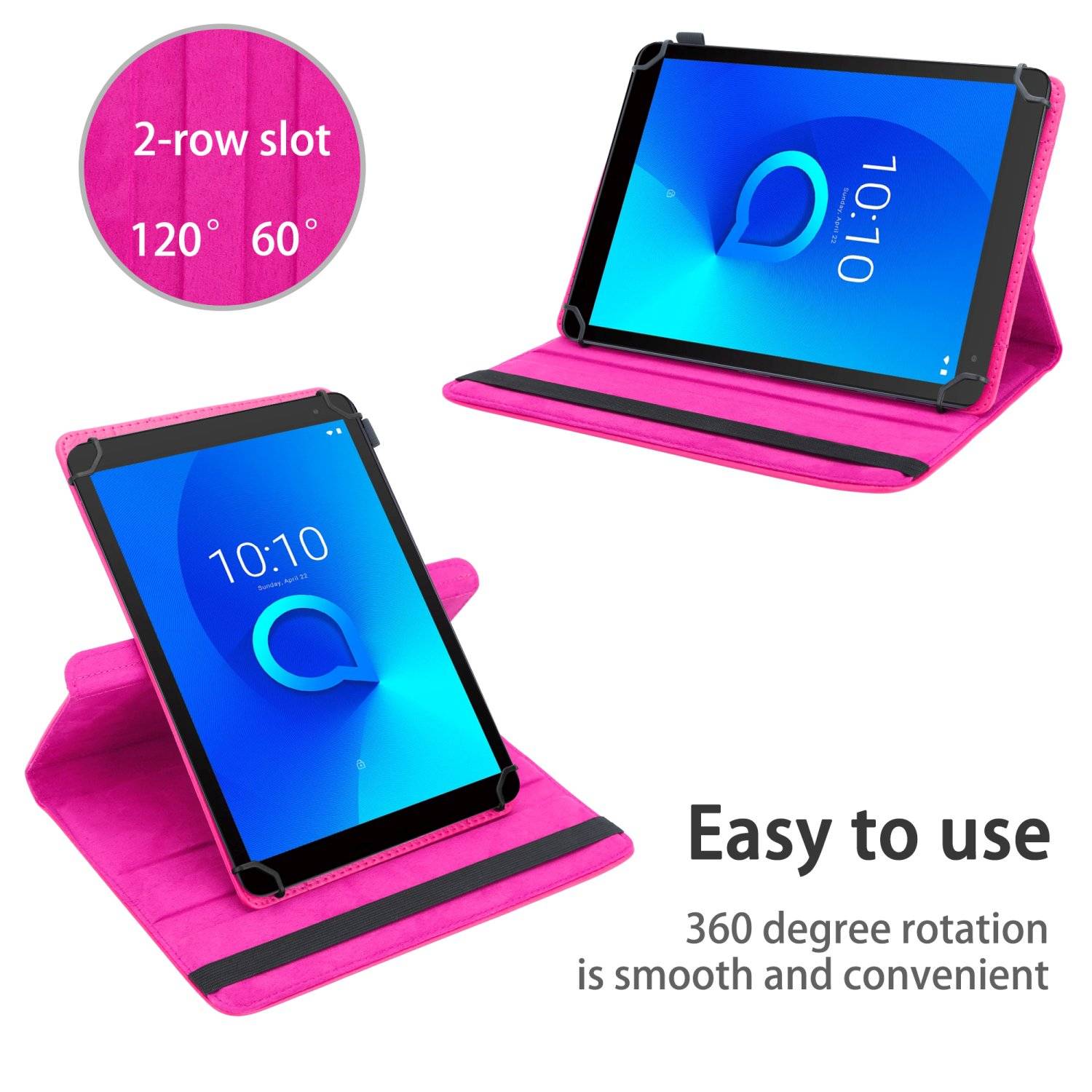 Cadorabo Hülle für Alcatel 1T (7 Zoll) 2021 Schutzhülle in Rosa 360 Grad Tablet Hülle Etui Cover Case