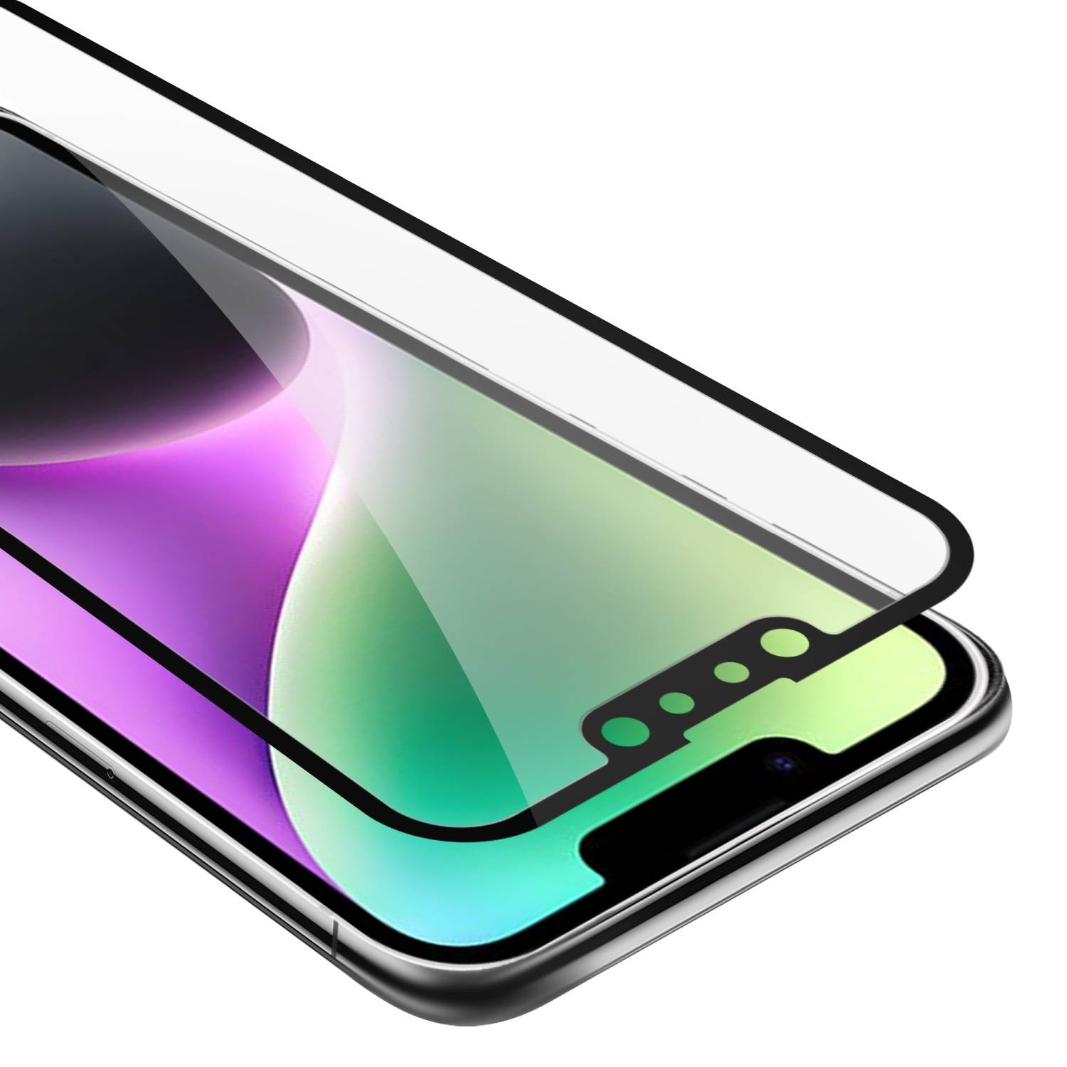 Cadorabo Panzerfolie für Apple iPhone 14 PLUS Schutzfolie in Schwarz Vollbild Folie Tempered Display Schutzglas
