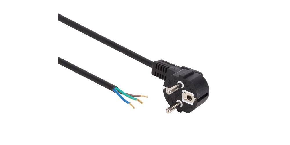 Perel NETZKABEL - SCHWARZ - CEE 7/7 90° + KABEL, FREIES ENDE - 1.5 m