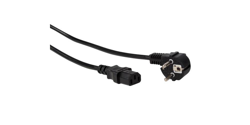 Perel NETZKABEL - SCHWARZ - CEE 7/7 90° + C13 - L=1.5 m - 3G1.0 mm²