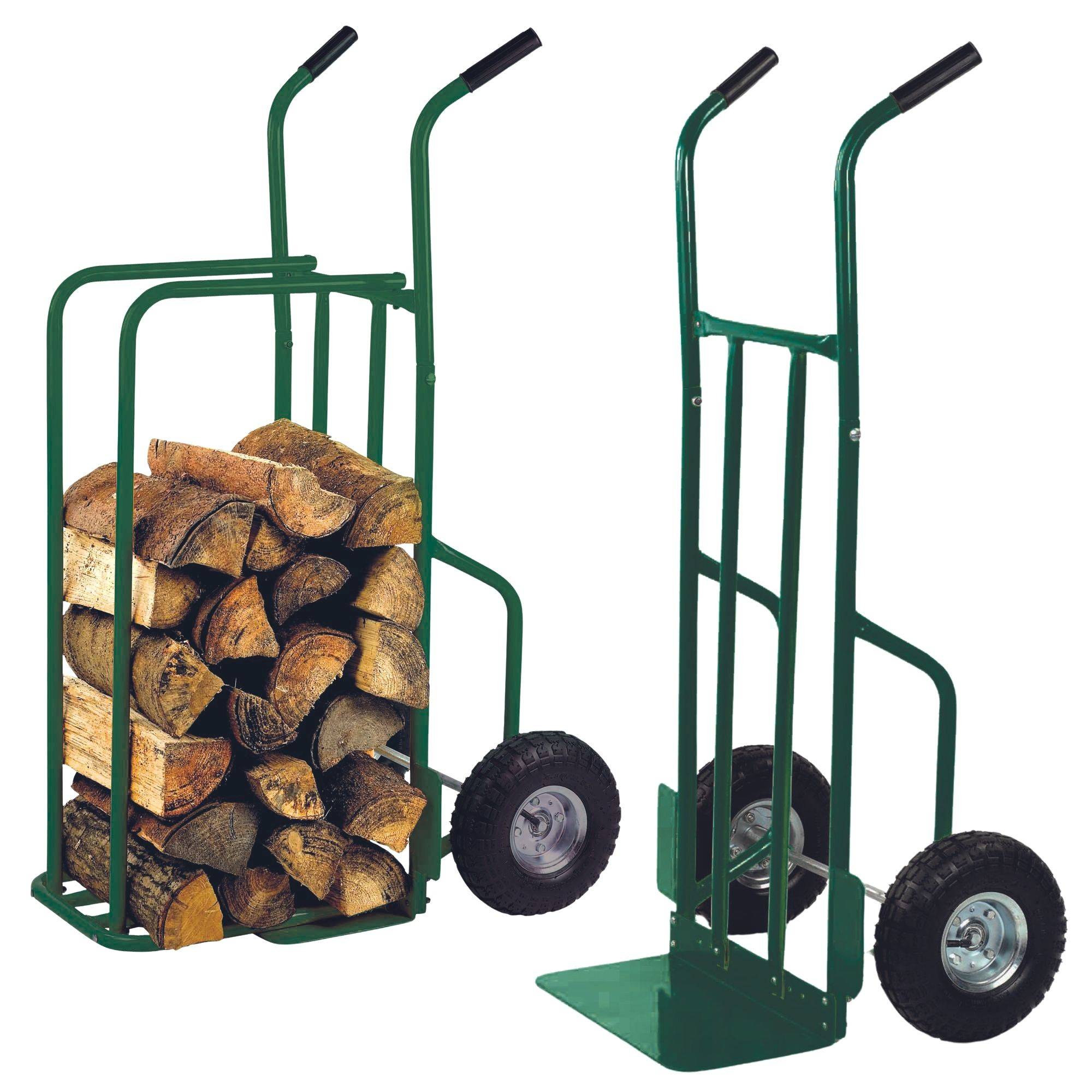 Toolland Sackkarre - Brennholzwagen für Holz, Luftreifen, Grün, Tragkraft 250 kg - Grün