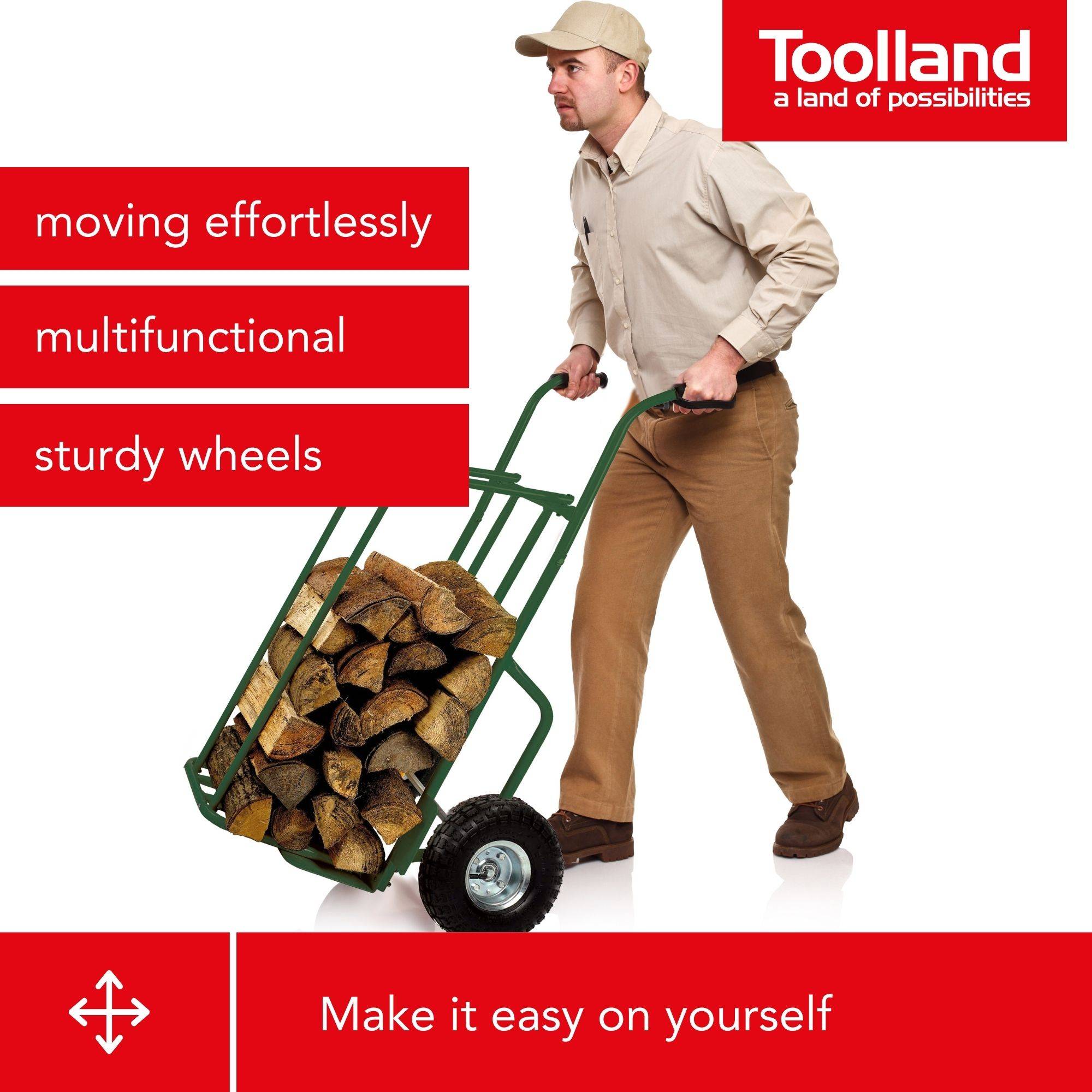 Toolland Sackkarre für Holz, Luftreifen, Grün, Tragkraft 250 kg