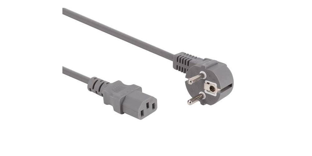 Perel NETZKABEL - GRAU - CEE 7/7 90° + C13 - 3.0 m - 3G1.0 mm²