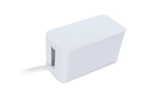 Perel Steckdosenleiste mit Schalter und Kabelbox, 3 Steckdosen Typ E, Kabel 1.5 m, 3G1.5, Innenbereich, Weiß