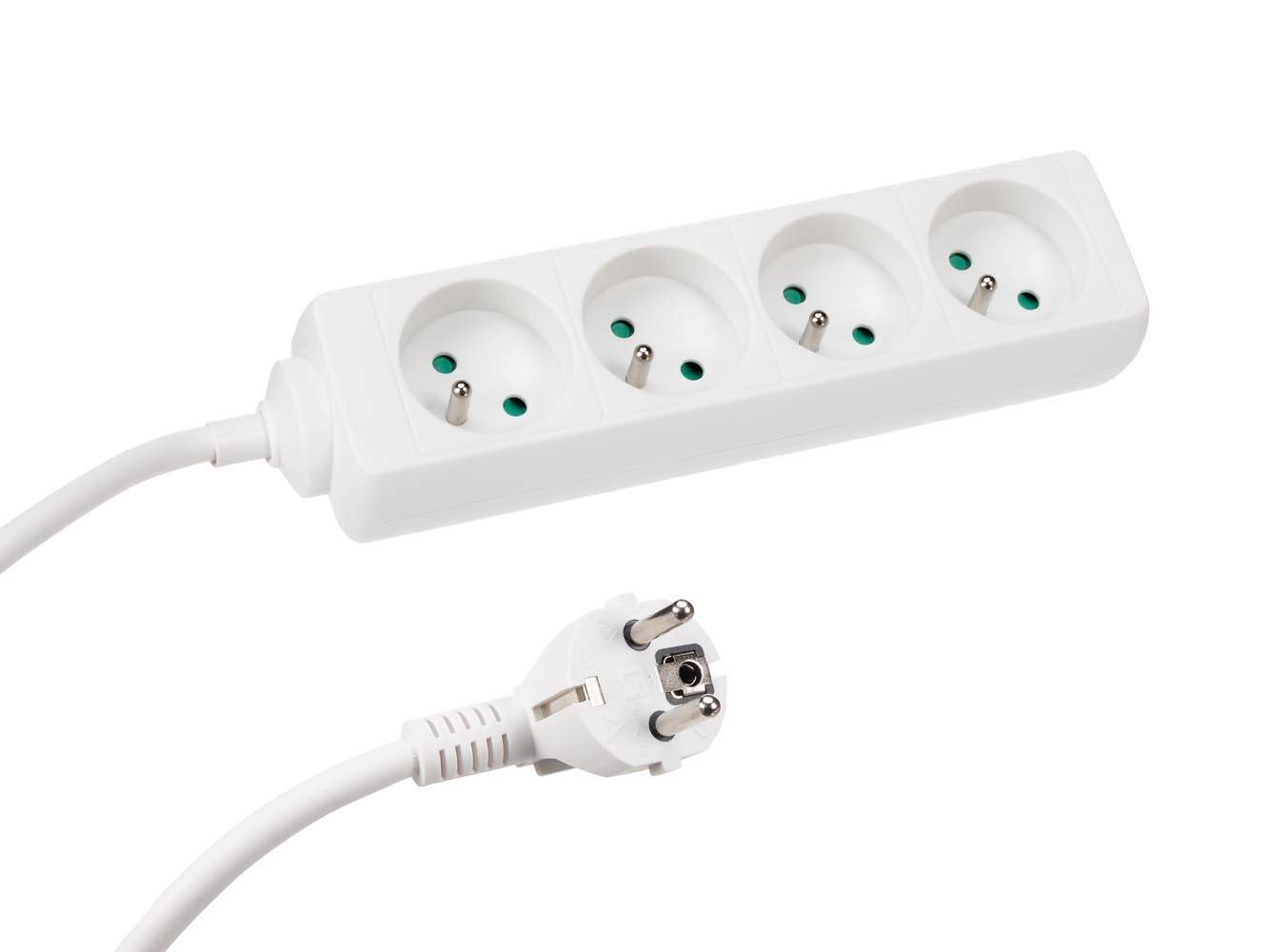 Perel Steckdosenleiste, 4 Steckdosen Typ E, Kabel 5 m, 3G1.5, Innenbereich, Weiß