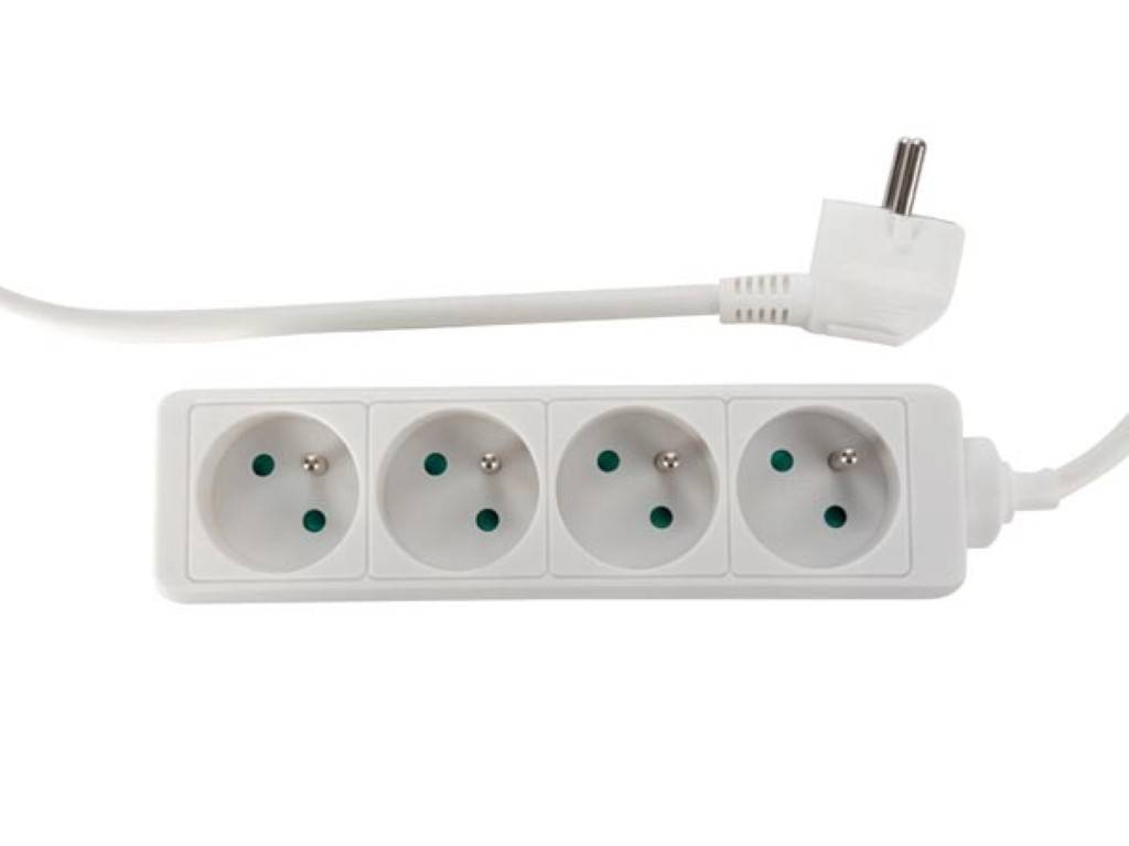 Perel Steckdosenleiste, 4 Steckdosen Typ E, Kabel 5 m, 3G1.5, Innenbereich, Weiß