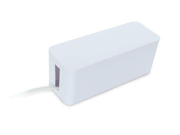 Perel Steckdosenleiste mit Schalter und Kabelbox, 5 Steckdosen Typ E, Kabel 1.5 m, 3G1.5, Innenbereich, Weiß