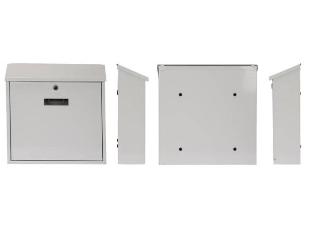 Perel Briefkasten Monaco, Wandmontage, mit Namensschild, inkl. 2 Schlüssel, Abmessungen (H x B x T) 36.8 x 36.5 x 10 cm, Weiß