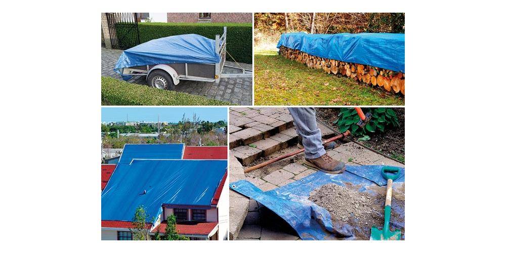 Perel Abdeckplane - Blau/Schwarz - Sehr Strapazierfähig - 10 x 12 m