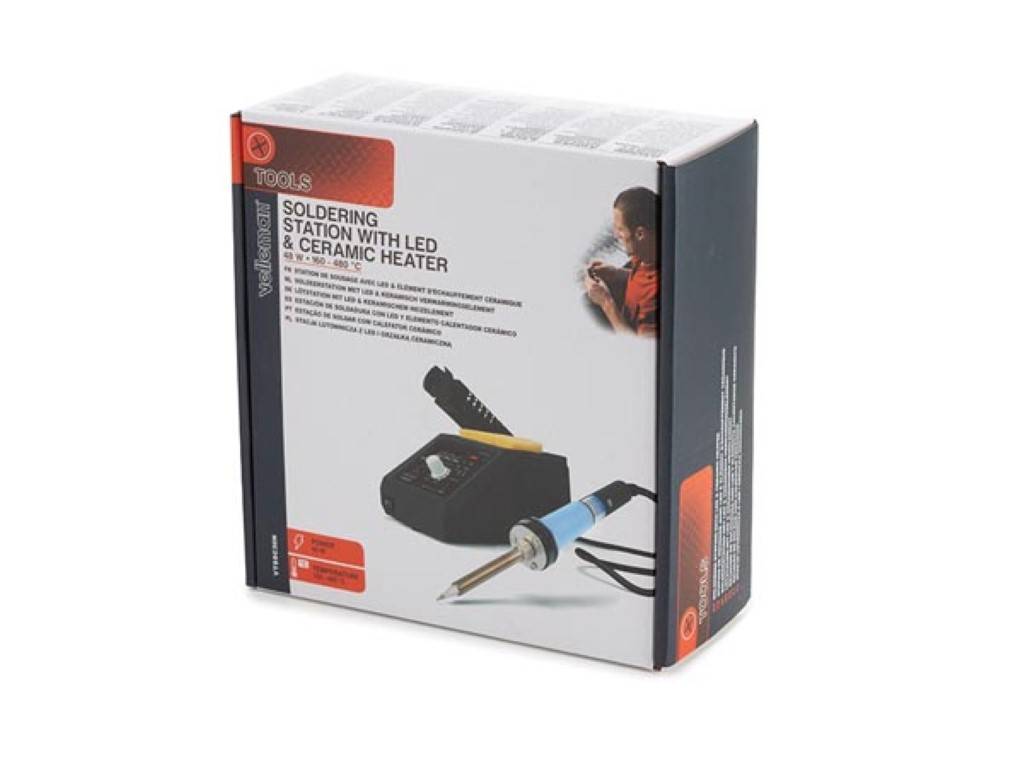 Lötstation, einstellbar, LED-Display, keramisches Heizelement, 48 W, Temperaturbereich 160-480 °C, Grau