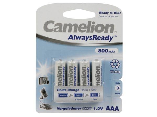 NiMH AAA 1.2 V - 800 mAh 'ALWAYSREADY' (4 St./Blisterverpackung)
