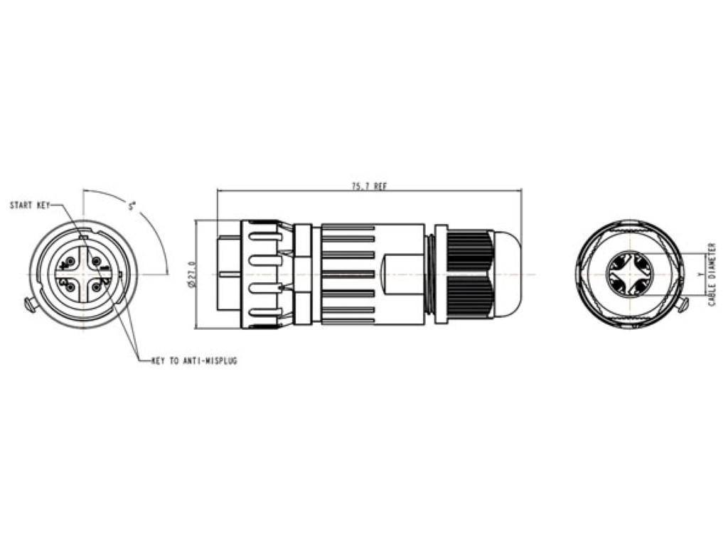 Velleman 3-POL. STECKVERBINDER - WASSERDICHT IP67 - 13 A 230 V (1 Set)