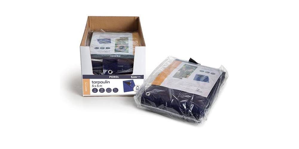 Perel Abdeckplane - Blau/Schwarz - Sehr Strapazierfähig - 5 x 5 m