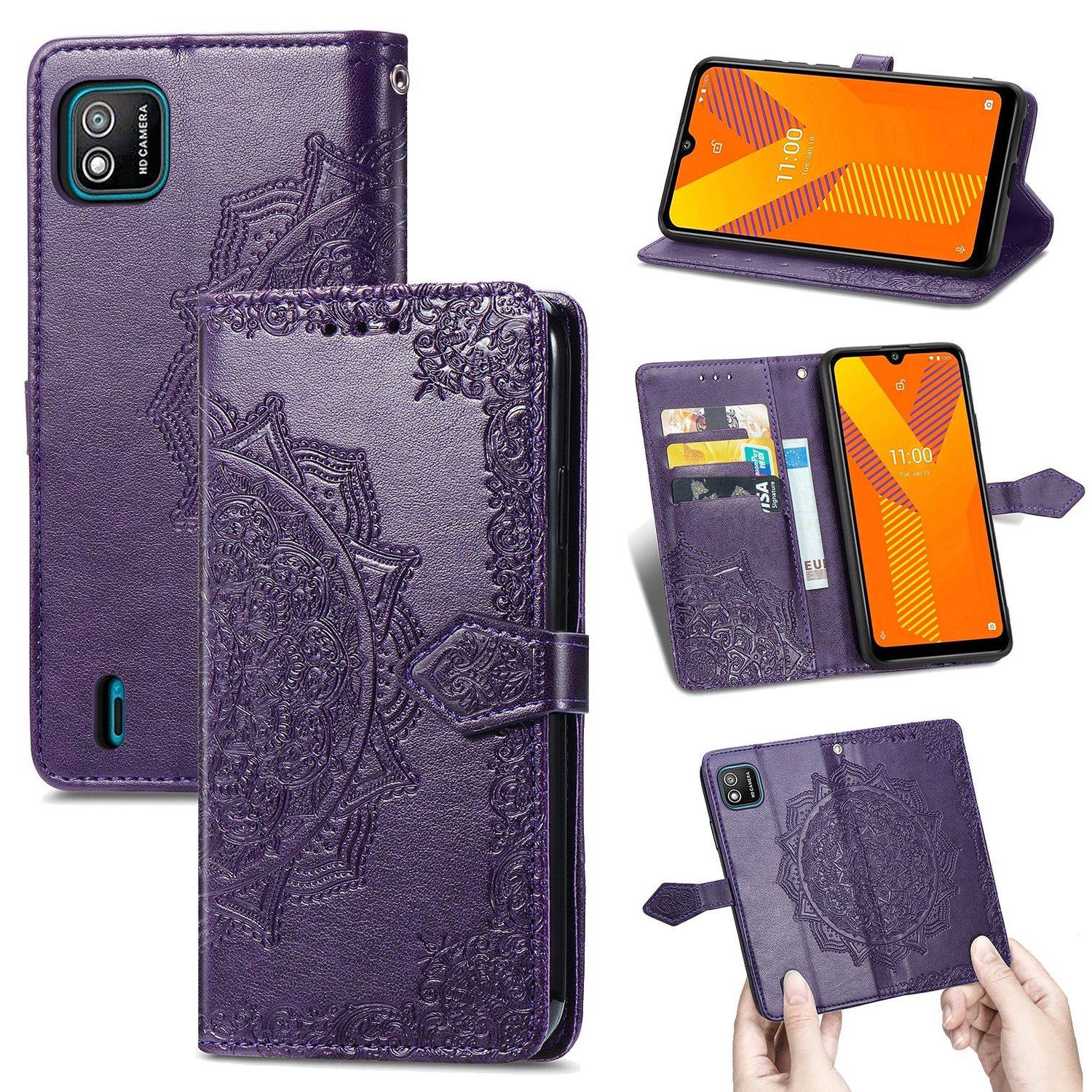 Hülle kompatibel mit Wiko Y62 Kunstleder Handyhülle - Handy Case Violett
