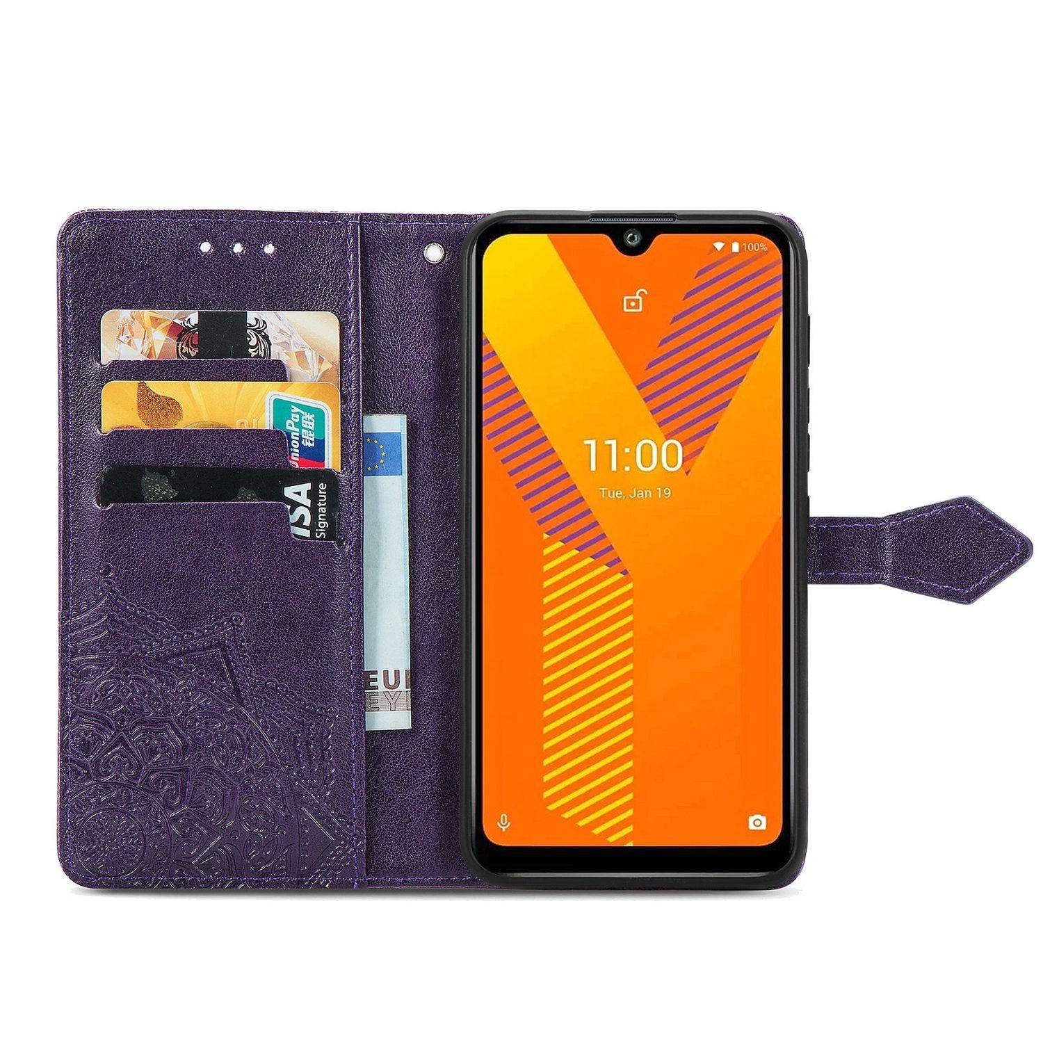 Hülle kompatibel mit Wiko Y62 Kunstleder Handyhülle - Handy Case Violett