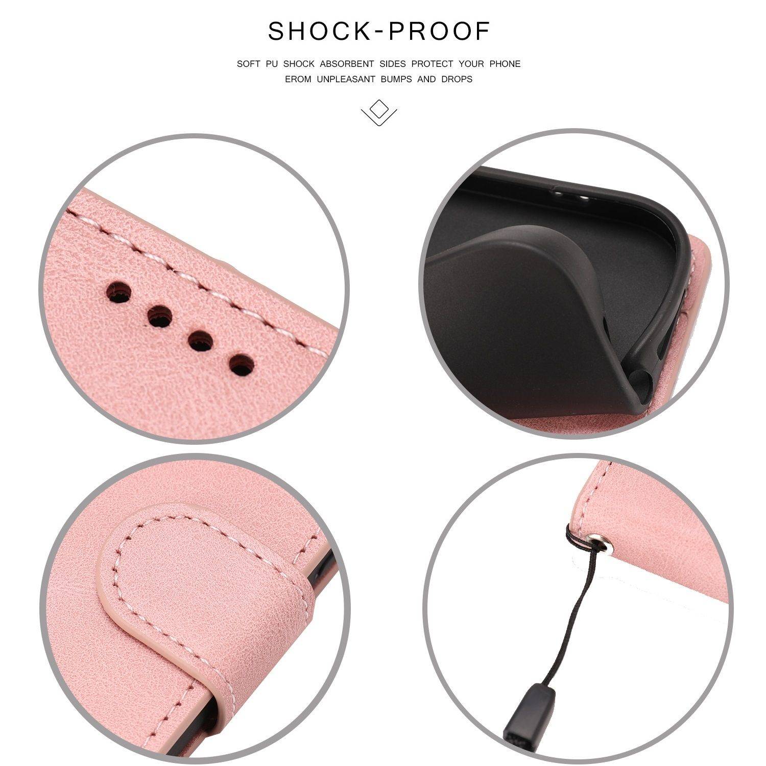 Hülle kompatibel mit Apple iPhone 14 Pro Max Kunstleder Handyhülle - Handy Case Roségold