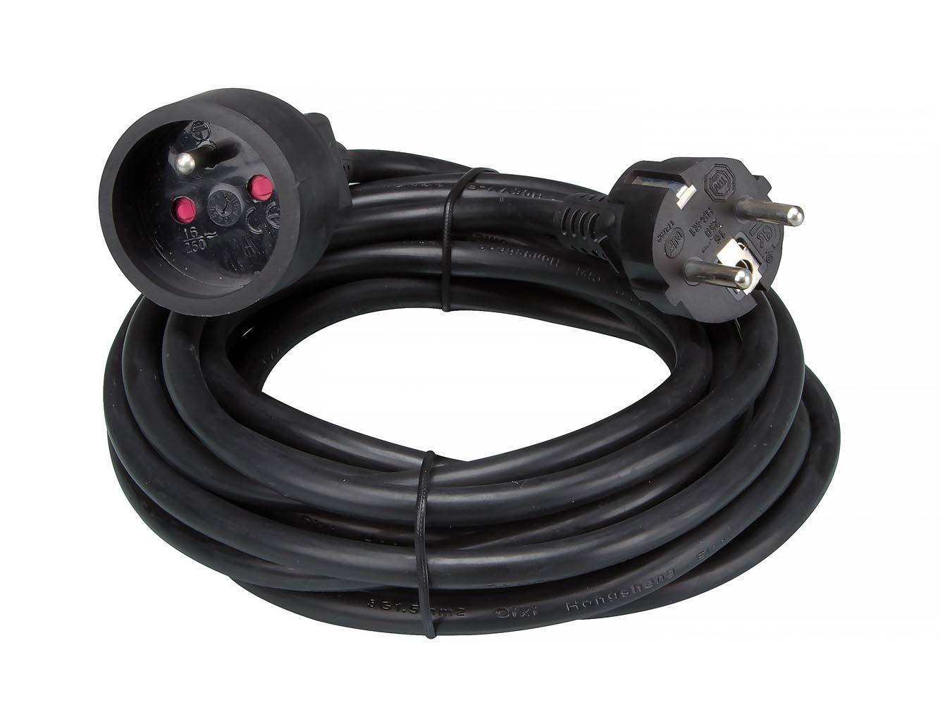 VERLÄNGERUNGSKABEL - 5 m - SCHWARZ - 3G1.5 - STECKER-TYP E (FRANZÖSISCHES SYSTEM)