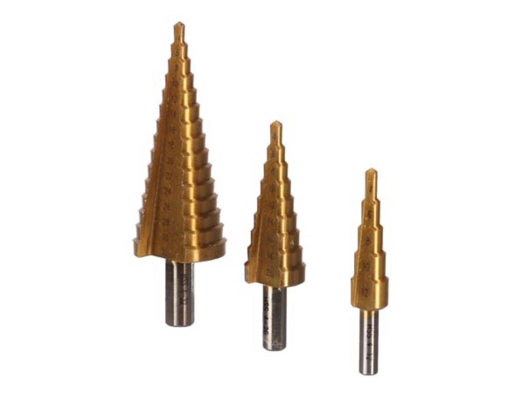 HSS-STUFENBOHRER-SET - TITAN BESCHICHTET - 3-tlg.